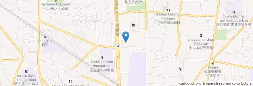 Mapa de ubicacion de やよい保育園 en Japan, Tokio, 足立区.