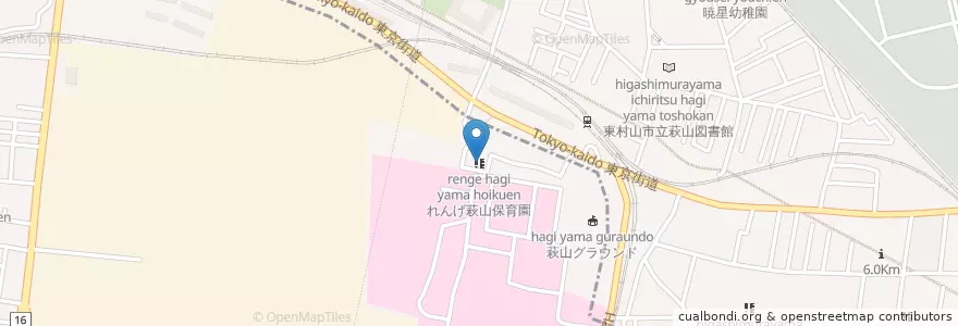 Mapa de ubicacion de れんげ萩山保育園 en 日本, 東京都, 東村山市, 小平市.