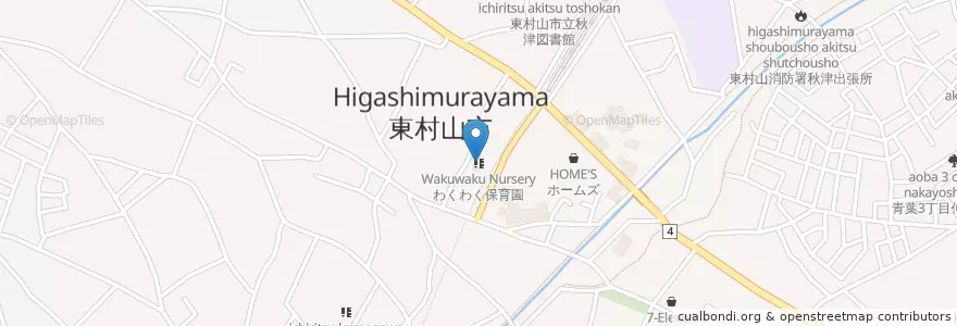 Mapa de ubicacion de わくわく保育園 en Jepun, 東京都, 東村山市.