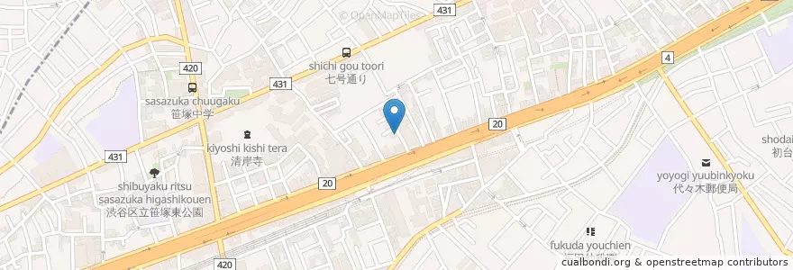 Mapa de ubicacion de クロス病院 en Япония, Токио, Сибуя.