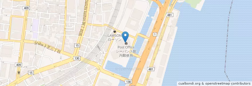Mapa de ubicacion de シーバンスＮ館内郵便局 en Япония, Токио, Минато.