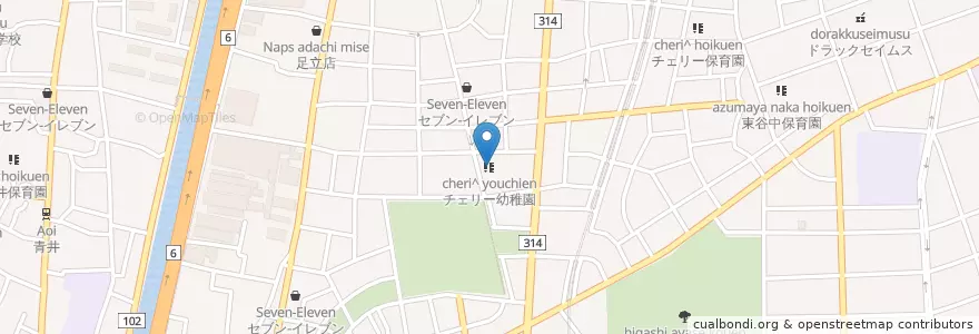 Mapa de ubicacion de チェリー幼稚園 en Japon, Tokyo, 足立区.