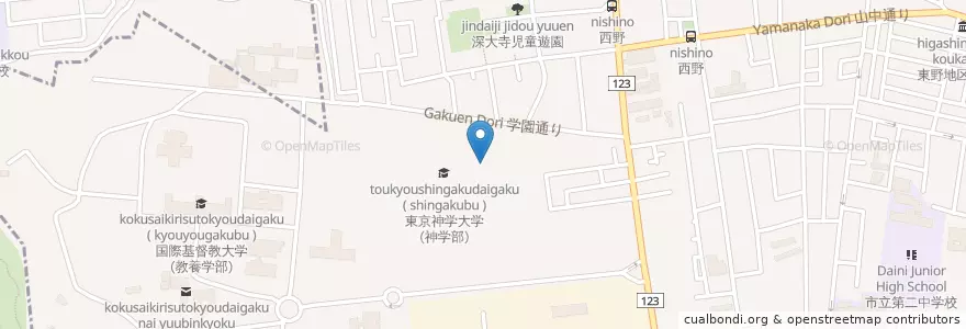 Mapa de ubicacion de ルーテル学院大学（文学部） en 日本, 東京都, 三鷹市.