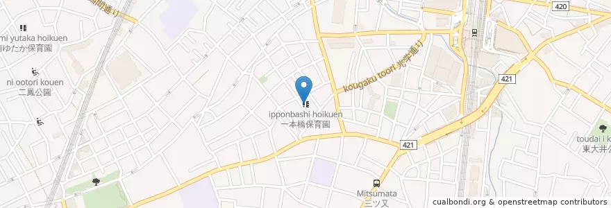 Mapa de ubicacion de 一本橋保育園 en Япония, Токио, Синагава.