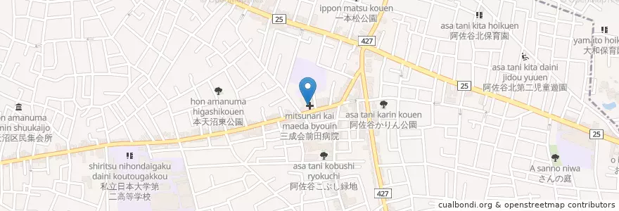 Mapa de ubicacion de 河北前田病院 en 日本, 東京都, 杉並区.