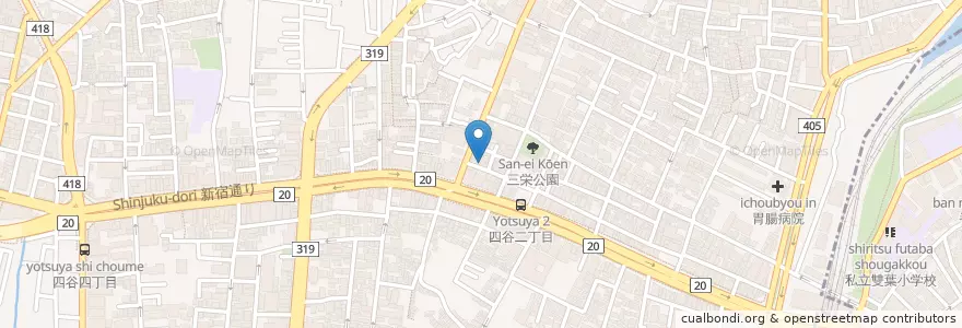 Mapa de ubicacion de 三栄町保育園 en 일본, 도쿄도, 신주쿠.