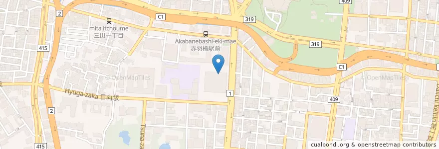 Mapa de ubicacion de 三田国際ビル内郵便局 en Japón, Tokio, Minato.