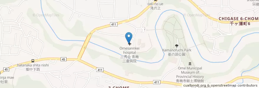 Mapa de ubicacion de 三秀会 青梅三慶病院 en Japan, 東京都, 青梅市.