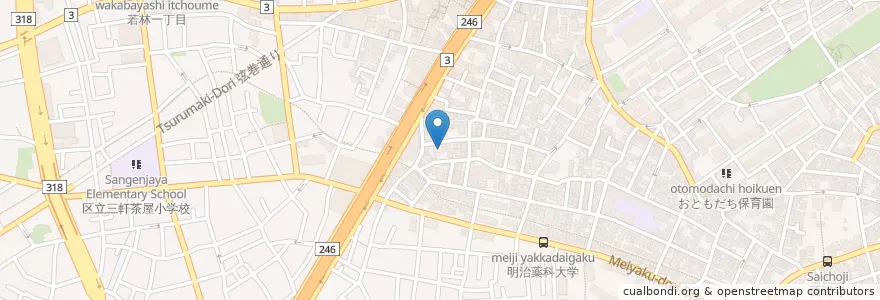 Mapa de ubicacion de 三軒茶屋保育園 en ژاپن, 東京都, 世田谷区.
