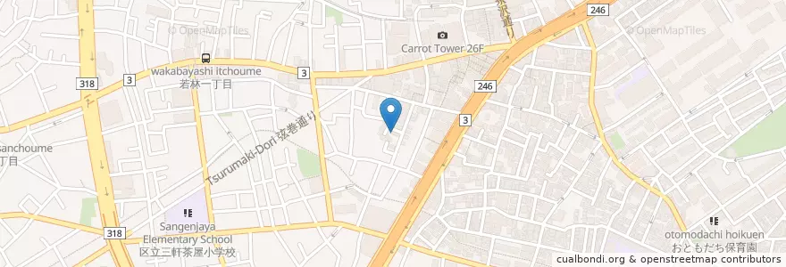 Mapa de ubicacion de 三軒茶屋幼稚園 en ژاپن, 東京都, 世田谷区.
