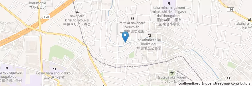 Mapa de ubicacion de 三鷹中原四郵便局 en Japão, Tóquio.