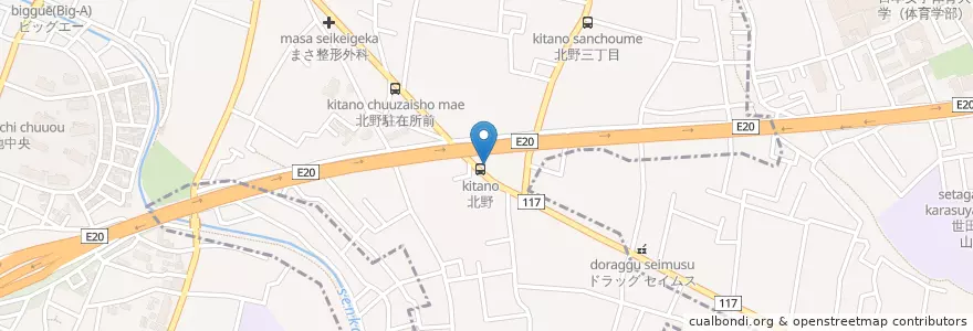 Mapa de ubicacion de 三鷹北野郵便局 en Japonya, 東京都, 三鷹市.