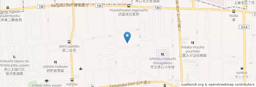 Mapa de ubicacion de 三鷹双葉幼稚園 en Japan, Tokio, 三鷹市.