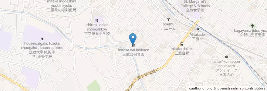 Mapa de ubicacion de 三鷹台保育園 en Giappone, Tokyo, 三鷹市.