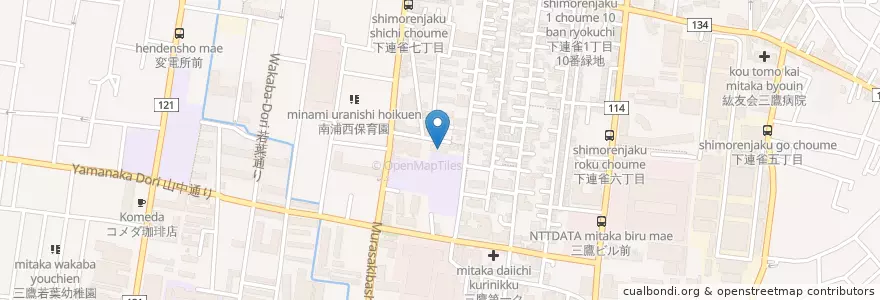 Mapa de ubicacion de 三鷹市立下連雀図書館 en ژاپن, 東京都, 三鷹市.