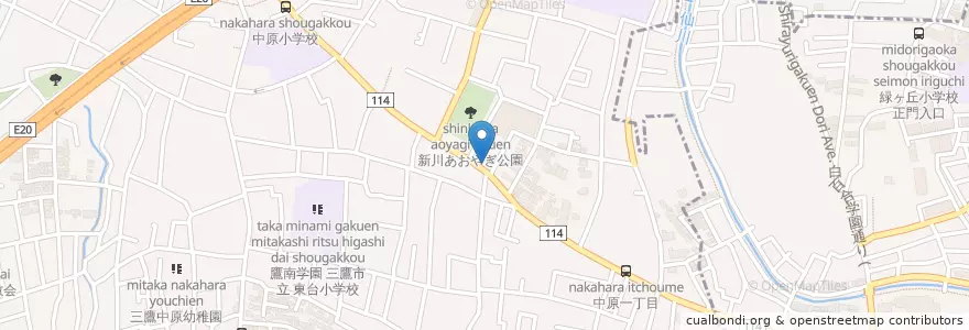 Mapa de ubicacion de 三鷹新川一郵便局 en Japan, 東京都, 三鷹市.