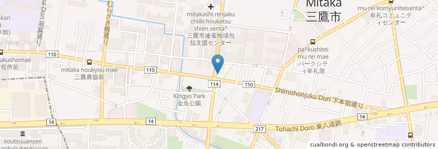 Mapa de ubicacion de 三鷹新川郵便局 en Japão, Tóquio, 三鷹市.