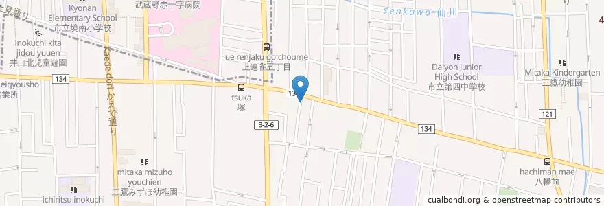 Mapa de ubicacion de 三鷹警察署上連雀交番 en Japon, Tokyo, 三鷹市.