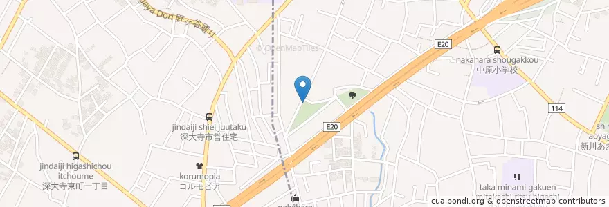 Mapa de ubicacion de 三鷹警察署中原駐在所 en Japão, Tóquio.