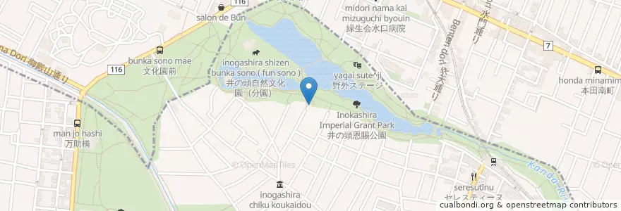 Mapa de ubicacion de 三鷹警察署井の頭公園交番 en Japonya, 東京都, 武蔵野市.