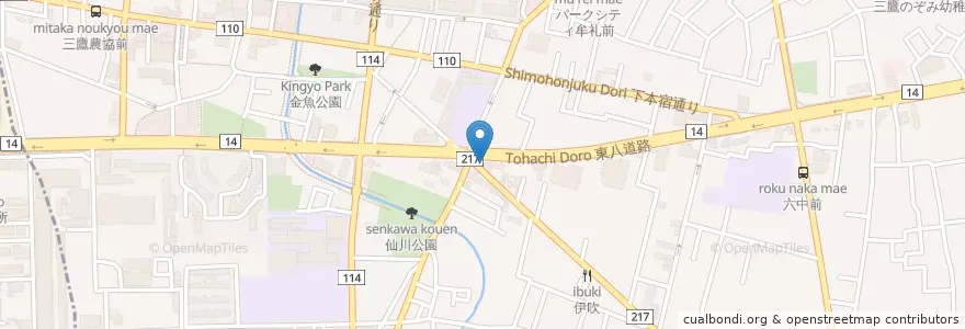 Mapa de ubicacion de 三鷹警察署新川交番 en Japão, Tóquio, 三鷹市.