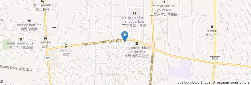 Mapa de ubicacion de 三鷹警察署東野交番 en Japon, Tokyo, 三鷹市.