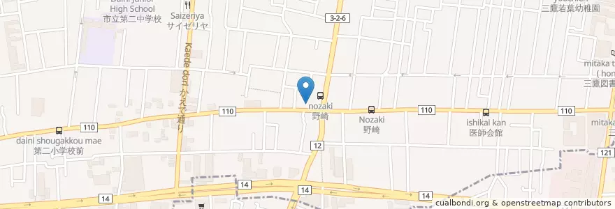 Mapa de ubicacion de 三鷹警察署野崎交番 en 일본, 도쿄도, 三鷹市.