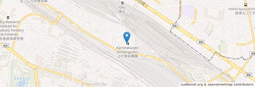 Mapa de ubicacion de 上中里幼稚園 en Japonya, 東京都, 北区.