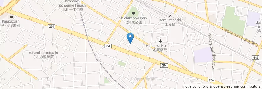 Mapa de ubicacion de 上板橋保育園 en Japonya, 東京都, 板橋区.