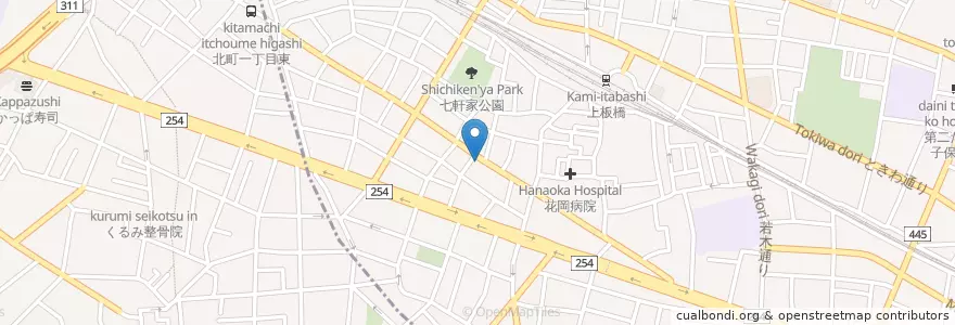 Mapa de ubicacion de 上板橋郵便局 en ژاپن, 東京都, 板橋区.