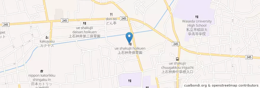 Mapa de ubicacion de 上石神井保育園 en Japan, Tokio, 練馬区.