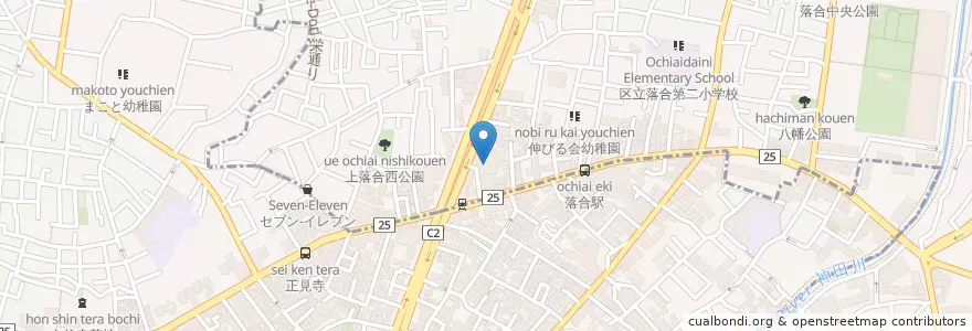 Mapa de ubicacion de 上落合児童館 en Japão, Tóquio, 中野区, 新宿区.