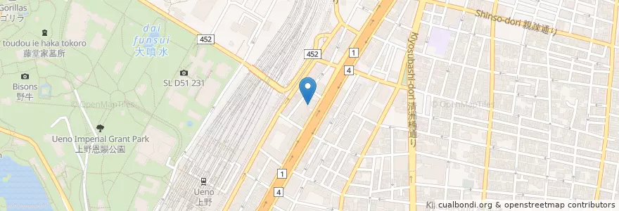 Mapa de ubicacion de 上野七郵便局 en 日本, 东京都/東京都, 台東区.
