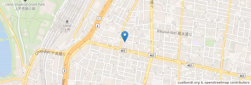 Mapa de ubicacion de 上野消防署 en Japon, Tokyo, 台東区.