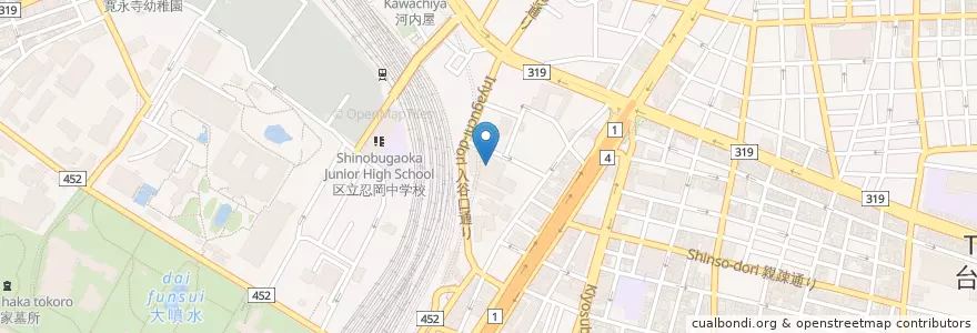 Mapa de ubicacion de 上野郵便局 en 일본, 도쿄도, 다이토구.