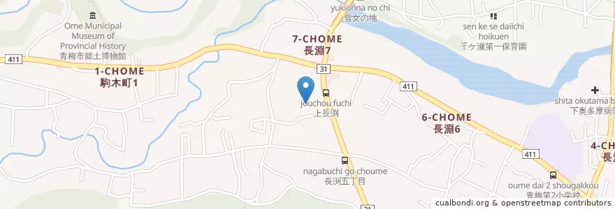 Mapa de ubicacion de 上長渕保育園 en 日本, 东京都/東京都, 青梅市.