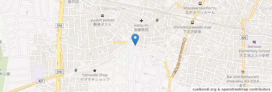 Mapa de ubicacion de 下北沢保育園 en Japan, 東京都, 世田谷区.