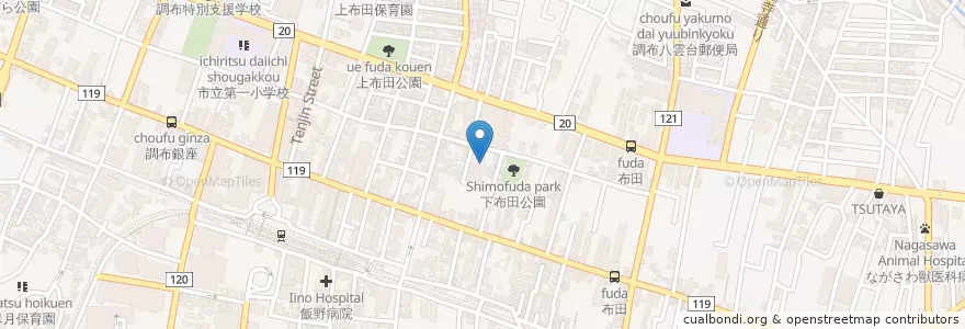 Mapa de ubicacion de 下布田保育園 en Japan, Tokio, 調布市.
