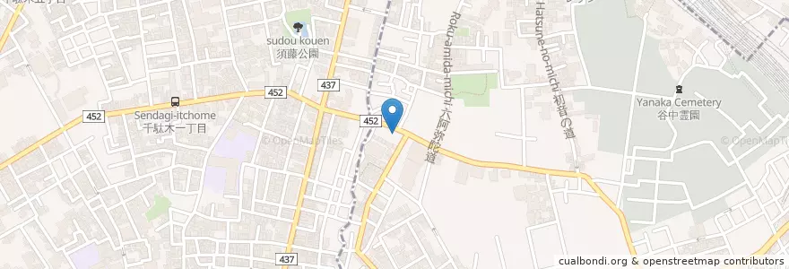 Mapa de ubicacion de 下谷警察署 初音交番 en Japonya, 東京都, 文京区, 台東区.