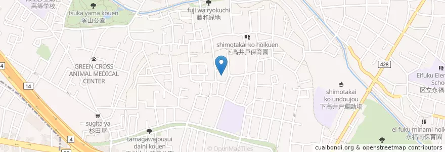 Mapa de ubicacion de 下高井戸児童館 en Japon, Tokyo, 杉並区.