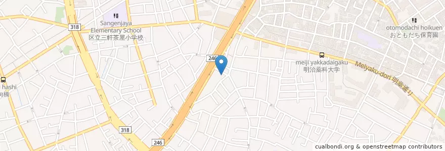Mapa de ubicacion de 世田谷上馬一郵便局 en Japan, 東京都, 世田谷区.
