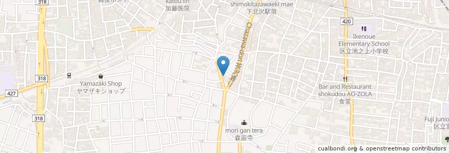 Mapa de ubicacion de 世田谷代沢郵便局 en Jepun, 東京都, 世田谷区.