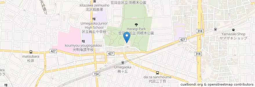 Mapa de ubicacion de 世田谷区立 梅丘図書館 en ژاپن, 東京都, 世田谷区.
