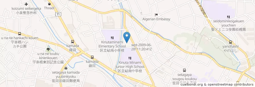 Mapa de ubicacion de 世田谷区立鎌田図書館 en Japón, Tokio, Setagaya.