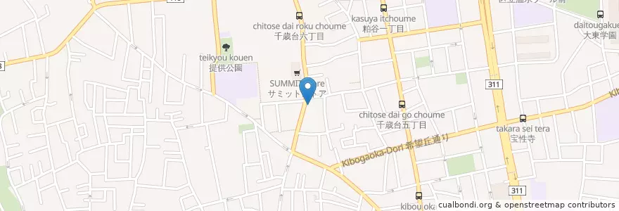 Mapa de ubicacion de 世田谷千歳台郵便局 en Japón, Tokio, Setagaya.