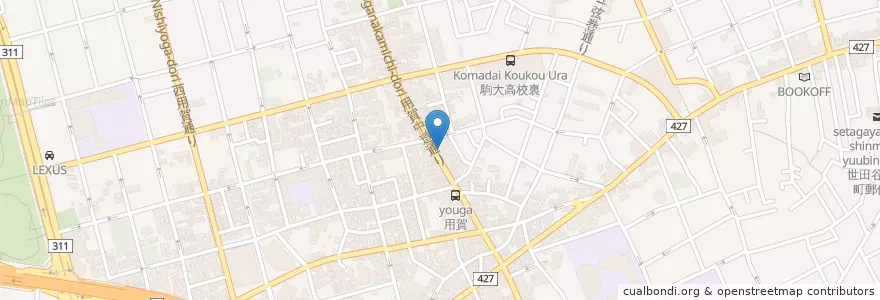 Mapa de ubicacion de 世田谷用賀郵便局 en Giappone, Tokyo, 世田谷区.
