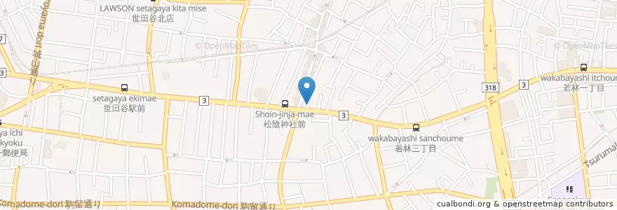 Mapa de ubicacion de 世田谷若林三郵便局 en Giappone, Tokyo, 世田谷区.