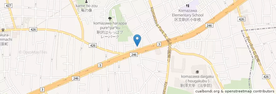 Mapa de ubicacion de 世田谷駒沢郵便局 en Giappone, Tokyo, 世田谷区.