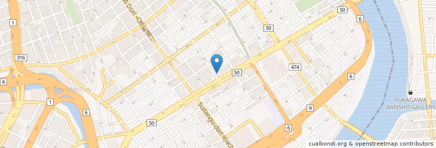 Mapa de ubicacion de 中央人形町二郵便局 en اليابان, 東京都, 中央区.