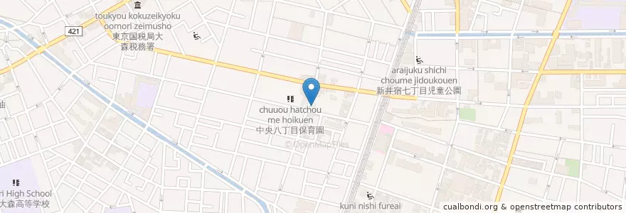 Mapa de ubicacion de 中央八丁目児童館 en Jepun, 東京都, 大田区.